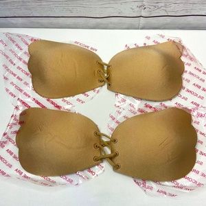 Stick On Lace Bras, Size: A, Color: Beige, 2 Pairs, New